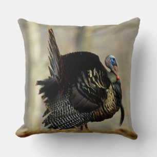 Male turkey strutting, Illinois Throw Pillow