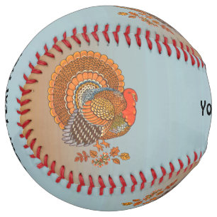 Male Turkeys Orange Brown Feathers Fall Leaves Softball