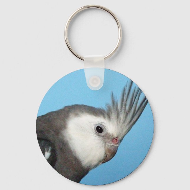 Male Whiteface Cockatiel Keychain (Front)