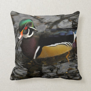 Male Wood Duck At Crystal Springs Rhododendron Throw Pillow
