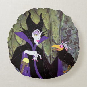 Maleficent   And Diablo Round Pillow