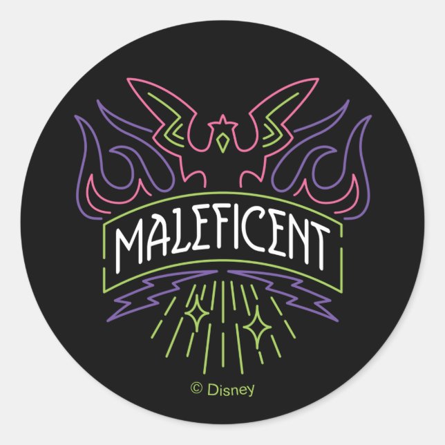 Maleficent | Neon Badge Logo Classic Round Sticker (Front)