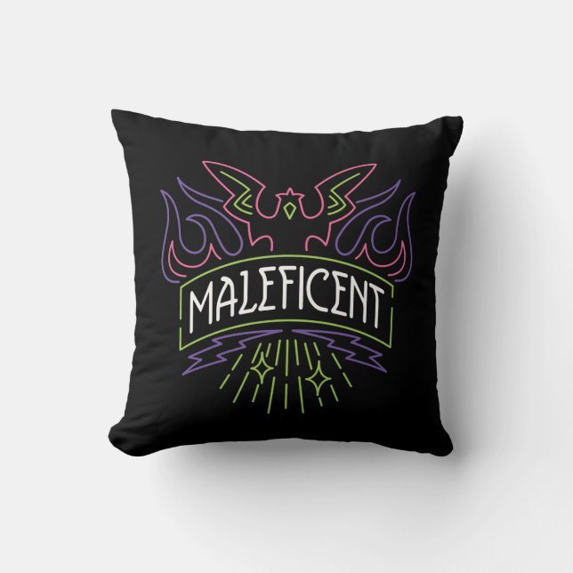 Maleficent | Neon Badge Logo Throw Pillow (Front)