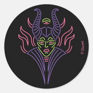 Maleficent Neon Face Classic Round Sticker