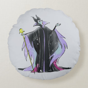 Maleficent   Strikes a Pose Round Pillow