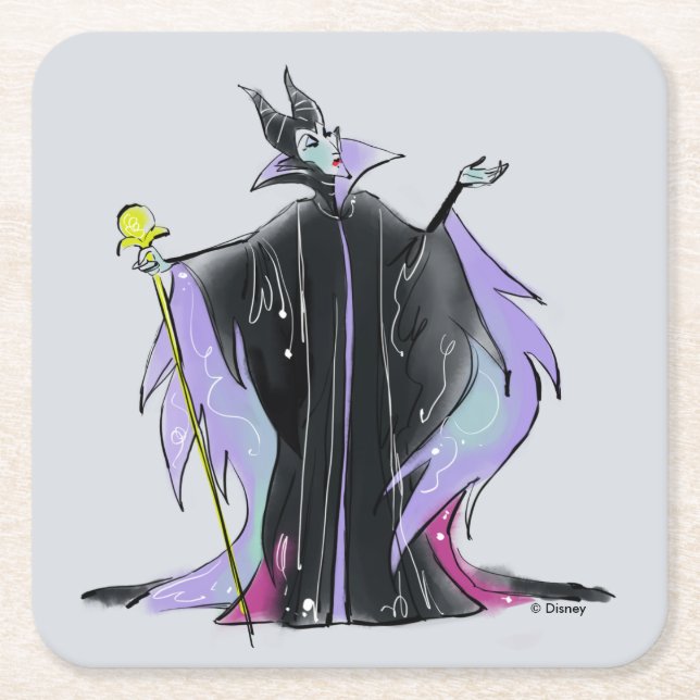 Maleficent | Strikes a Pose Square Paper Coaster (Front)