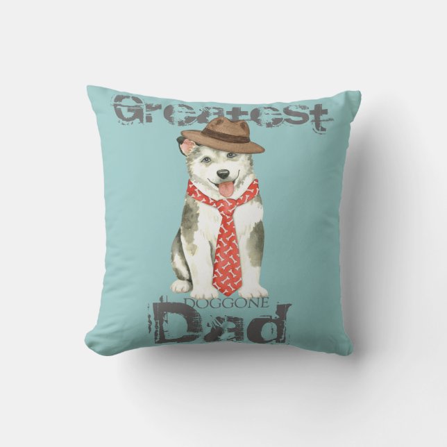 Malemute Dad Throw Pillow (Front)