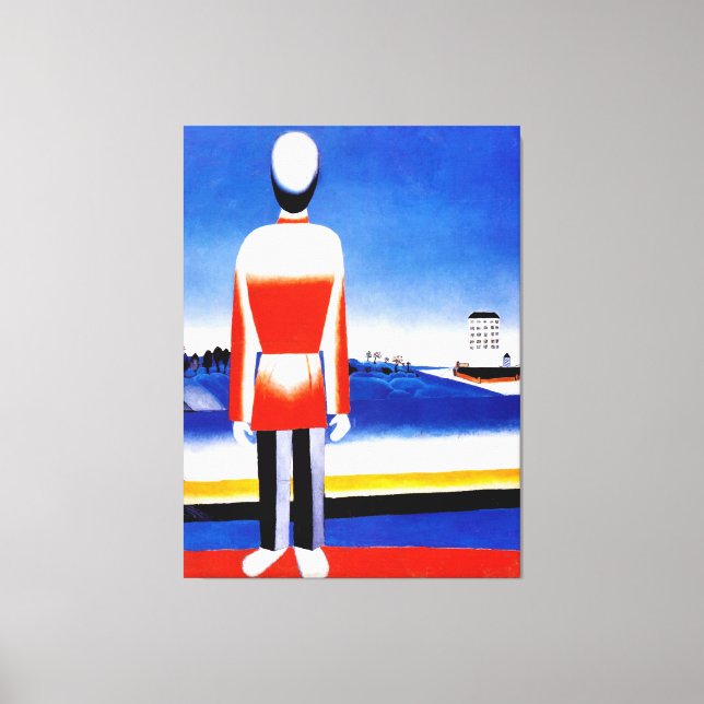 Malevich - Man in Suprematist Landscape Canvas Print (Front)