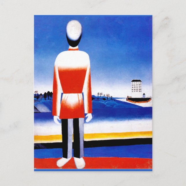 Malevich - Man in Suprematist Landscape Holiday Postcard (Front)