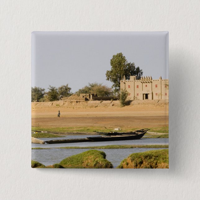 Mali, Djenne. Bani River near Djenne 2 Inch Square Button (Front)
