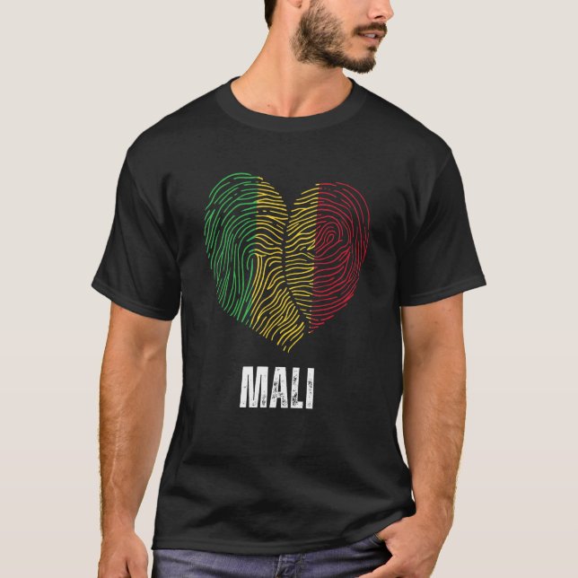 Mali Flag Malian Flag Mali DNA Mali Heart T-Shirt (Front)
