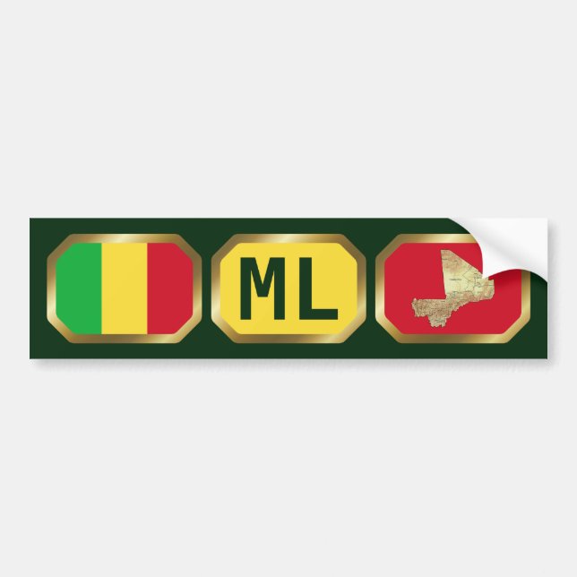 Mali Flag Map Code Bumper Sticker (Front)