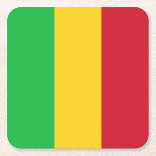 Mali Flag Square Paper Coaster