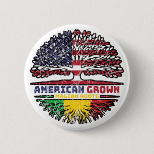 Mali Malian American USA Tree Roots Flag 2 Inch Round Button