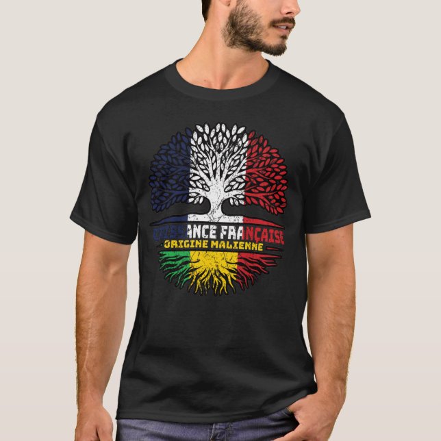 Mali Malian  French France Tree Roots Flag T-Shirt (Front)