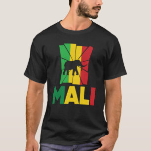 Mali Malian Mali Flag Elephant Animal Silhouette T-Shirt