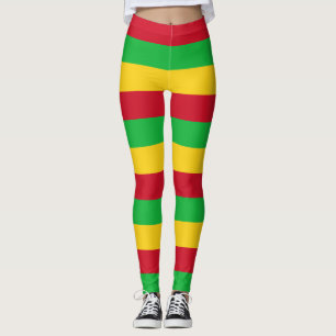 Mali National Flag Colours Horizontal Striped Leggings