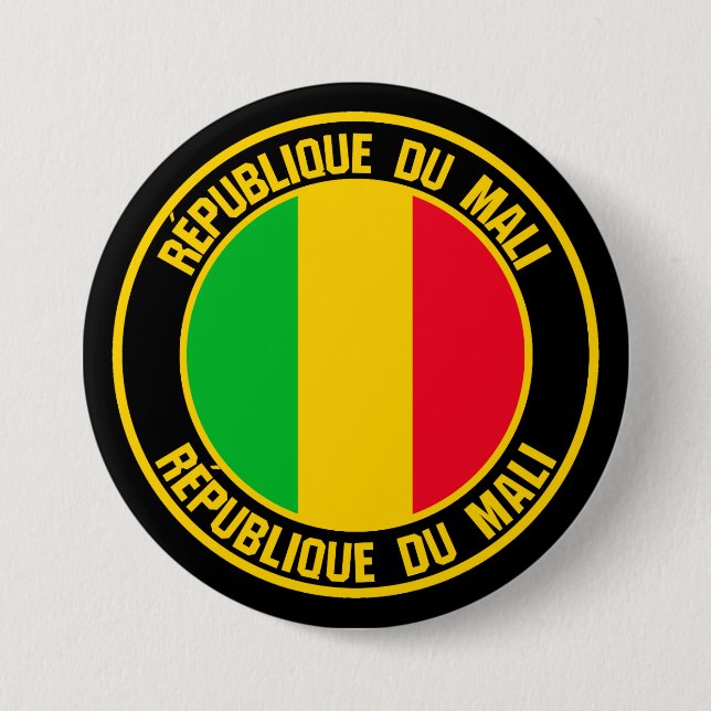 Mali Round Emblem 3 Inch Round Button (Front)