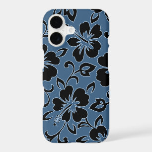 Malia Hibiscus Hawaiian Floral Denim Blue
