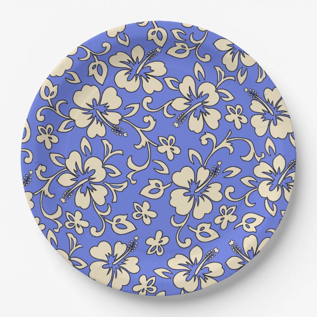 Malia Hibiscus Hawaiian Floral Paper Plate (Front)