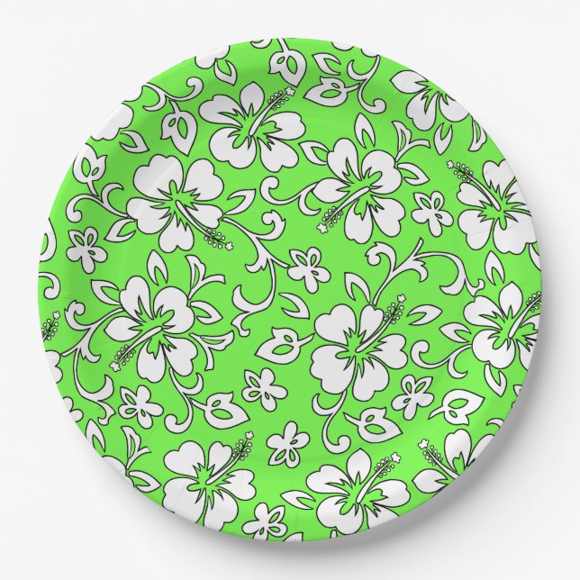 Malia Hibiscus Hawaiian Floral Paper Plate (Front)