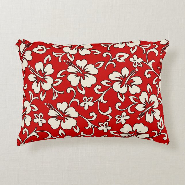 Malia Hibiscus Hawaiian Pareau Print Decorative Pillow (Front)