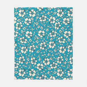 Malia Hibiscus Hawaiian Pareau Print Fleece Blanket