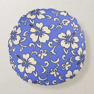 Malia Hibiscus Hawaiian Pareau Print Round Pillow