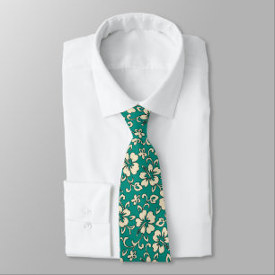 Malia Hibiscus Hawaiian Pareau Print Tie