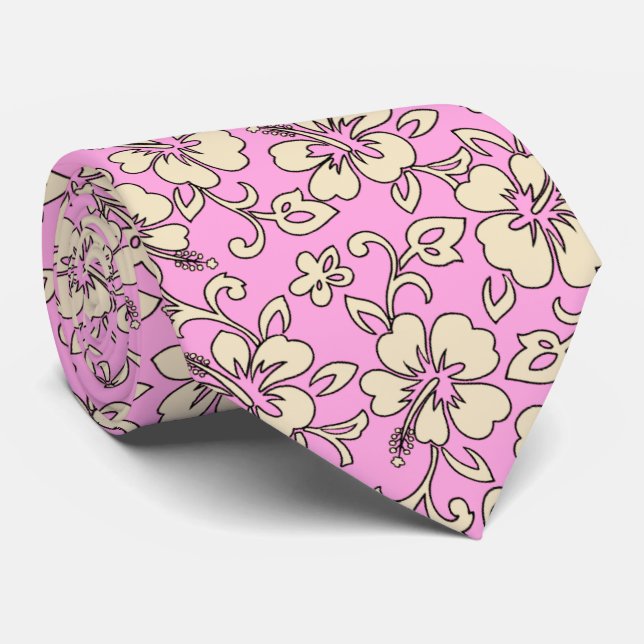 Malia Hibiscus Hawaiian Pareau Print Tie (Rolled)