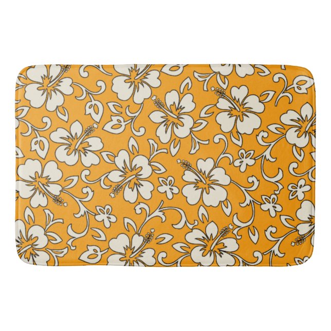 Malia Hibiscus Hawaiian Tropical Bath Mat (Front)