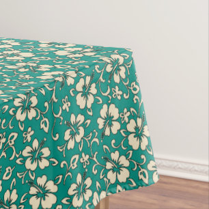 Malia Hibiscus Hawaiian Vintage Floral Tablecloth