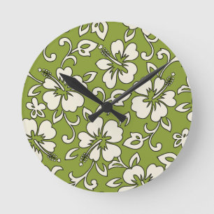 Malia Hibiscus Hawaiian Wall Clocks