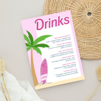 Malibu Beach Pink Party Bachelorette Cocktail Menu