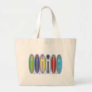 Malibu Beach Surfboards Large Tote Bag