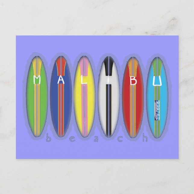 Malibu Beach Surfboards Postcard (Front)