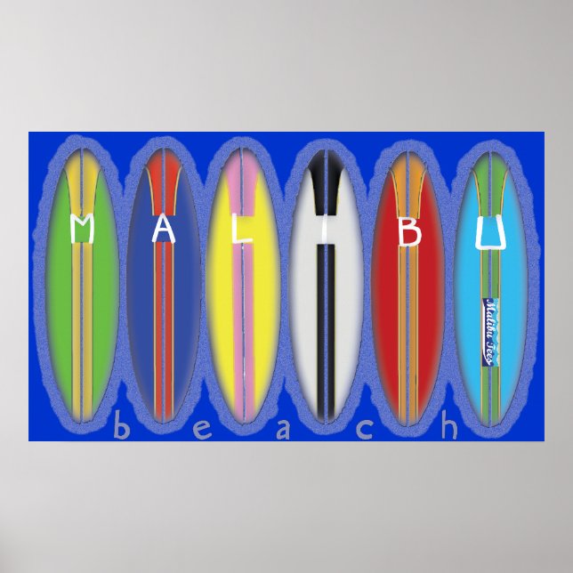 Malibu Beach Surfboards Poster (Front)