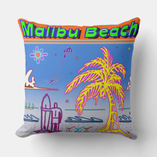 "Malibu Beach" Surfer Pillow
