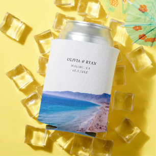Malibu Beach Wedding Favour Custom  Can Cooler