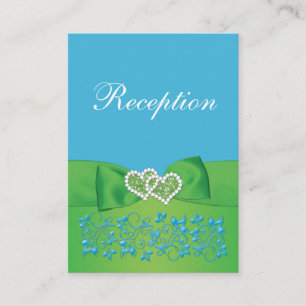 Malibu Blue, Lime Green Floral Enclosure Card