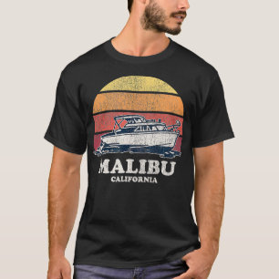 Malibu CA Vintage Boating 70s Retro Boat Design  T-Shirt