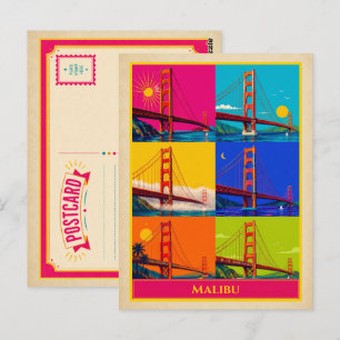 Malibu California Golden Gate Bridge Vintage Postcard