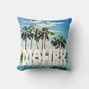 Malibu California love vacation Pacific Ocean west Throw Pillow