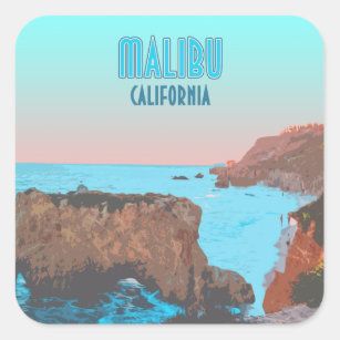 Malibu California Matador Beach Vintage Square Sticker