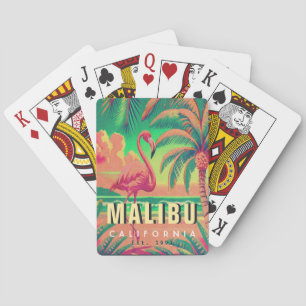 Malibu California Retro Flamingo Souvenirs 1950s Playing Cards