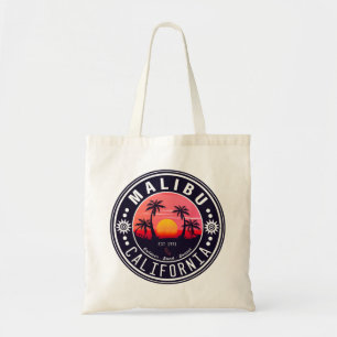 Malibu California Retro Sunset Palm Trees 60s Tote Bag