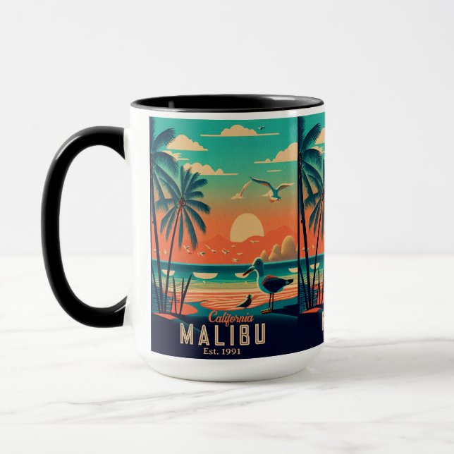 Malibu California Retro Sunset Souvenirs 1950s Mug (Left)