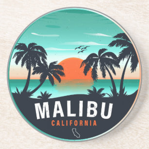 Malibu California Retro Sunset Tropical Souvenirs Coaster