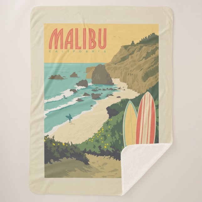 Malibu, California Sherpa Blanket (Front)