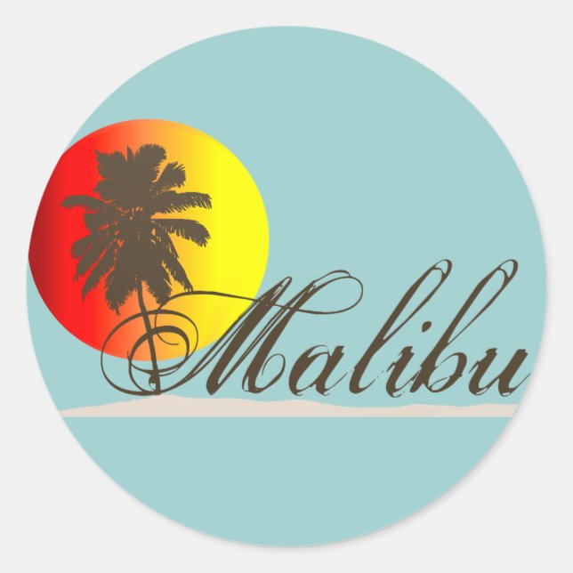 Malibu California Souvenir Classic Round Sticker (Front)
